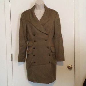 Byron Lars Olive Green Double Breasted Coat Dress